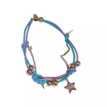 Кожаные бусины намотки O Стиль колье DIY металлическая подвеска в форме звезды ожерелье для женщин эстетическое панк ожерелье Y2K аксессуар