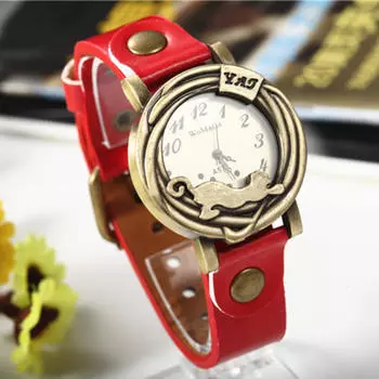 Кожаные часы высокого качества с кварцевым циферблатом, женские часы, коричневые, красные, белые, деловые, повседневные часы, модные часы коричневый