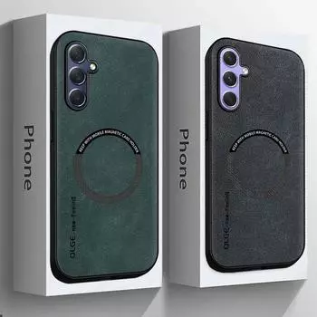 Кожаные чехлы для телефонов Magsafe для Samsung Galaxy A55 A35 A15 A54 A34 A14 A52s A53 A33 5G A32 4G A13 A12 A51, магнитный чехол A32 4G чёрный