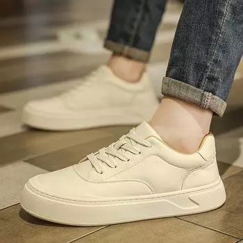 Кожаные деловые туфли мужские мягкие мужские туфли для отдыха на природе повседневные белые туфли для доски Мужская кожаная обувь Zapatos Hombre 6.5