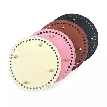 Кожаные дна для сумок с 48 отверстиями, формирователь дна для круглой сумки, диаметр 15 см/5,91 дюйма, аксессуары для сумок своими руками для вязания сумок чёрный