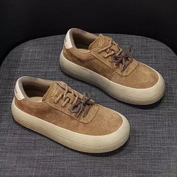 Кожаные грязные туфли с подкладкой из натуральной кожи, повседневные белые туфли с толстой подошвой 35 шоколадный