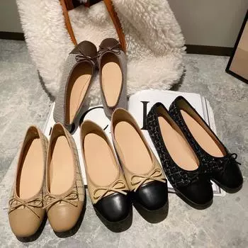 кожаные и тканевые туфли-лоферы женские балетки с блестками и бантом женские удобные мокасины слипоны женские 5 чёрный