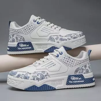 Кожаные кешью-цветочные кроссовки в стиле колледжа с низким берцем, повседневные спортивные туфли для сноубординга, на толстой подошве, увеличивающие рост, мужские туфли 39