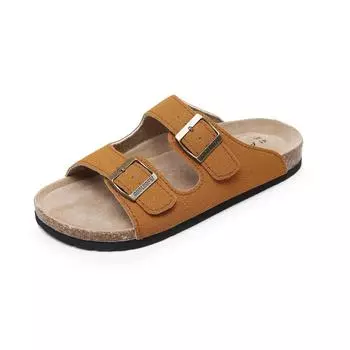 Кожаные классические регулируемые двойные ремешки с мягкой стелькой для летних пробковых шлепанцев 36