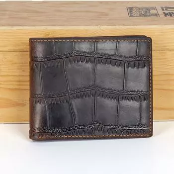 Кожаные кошельки для мужчин Тонкий деловой мужской двойной кошелек из натуральной кожи коричневый