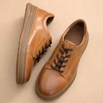 Кожаные кожаные туфли мужские, ручной работы, на шнуровке, повседневные туфли для сёрфинга, мужские туфли, маленькие белые туфли, мужские летние повседневные туфли Tide 38 светло-коричневого