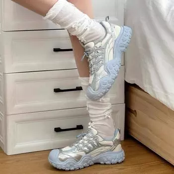 Кожаные кроссовки, белый олень, те же уродливые скальные туфли, новинка весны и осени 2025 года, спортивная обувь для походов на открытом воздухе для женщин 35 синий