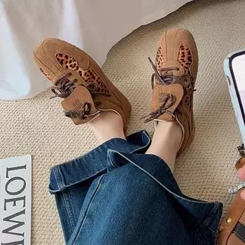 Кожаные кроссовки Grape Mom Retro с леопардовым принтом для женщин - Коллекция Осень/Зима 37