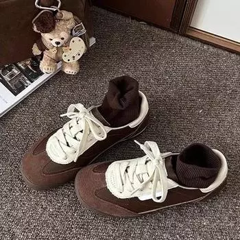 Кожаные кроссовки на платформе в стиле ретро, немецкие кроссовки, женские кроссовки для сноуборда 2024, коричневые универсальные кроссовки Forrest Gump, повседневная спортивная обувь 35 коричневый