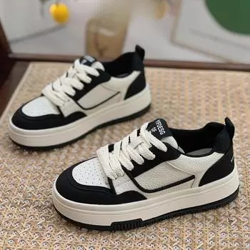 Кожаные кроссовки Panda Shoes Весенние новые универсальные белые туфли на платформе Женская обувь Повседневная обувь Детская спортивная обувь 35