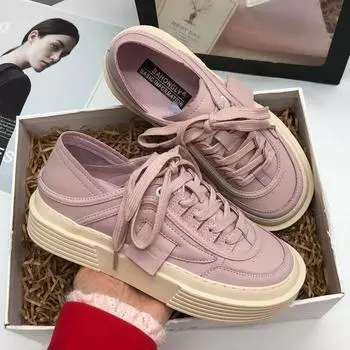 Кожаные кроссовки Smile Circle для женщин на плоской платформе, модные дышащие кроссовки с толстой подошвой для бега, повседневные студенческие женские кроссовки 35 белый