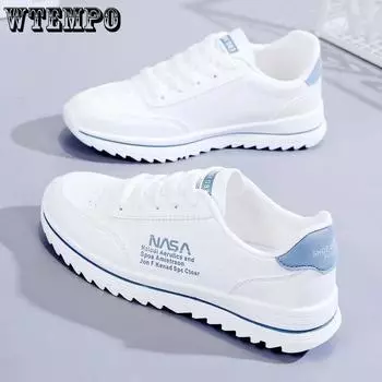 Кожаные кроссовки, женская обувь на одинарной платформе, удобная повседневная обувь, модная женская обувь из мягкой кожи на мягкой подошве на плоской подошве 35 синий/белый