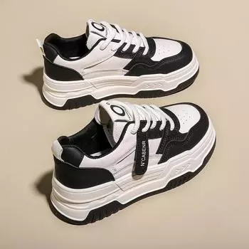 Кожаные кроссовки женские весенние новые толстые высокие удобные туфли женские универсальные повседневные туфли женские кроссовки 35