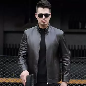 Кожаные куртки для мужчин, кожаные куртки для пожилых мужчин, плюс бархатная подкладка, плюс бархатные кожаные куртки, мужская одежда из натуральной кожи M