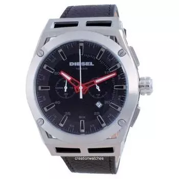 Кожаные кварцевые мужские часы с хронографом Diesel Timeframe DZ4543 100M чёрный