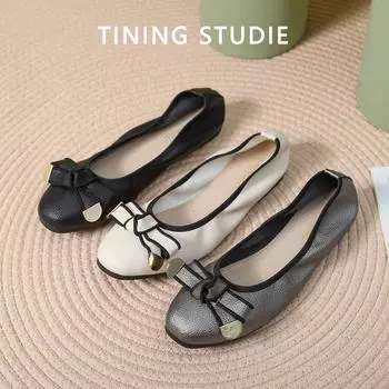 Кожаные лоферы для женщин, новые весенние и осенние повседневные модные туфли на плоском каблуке 34 серый