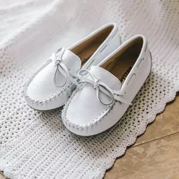 Кожаные лоферы с лентой унисекс Baby Jam, белые-7066 130