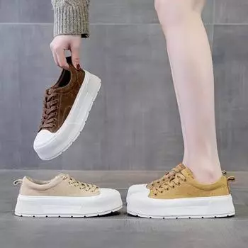 Кожаные маленькие белые туфли туфли на толстой подошве повседневные туфли пляжная обувь 35 жёлтый