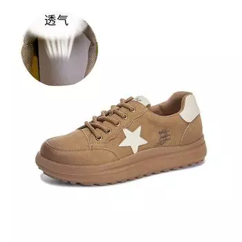 Кожаные маленькие белые туфли женские 2025 весна новые туфли на платформе star board женские ретро универсальные женские туфли увеличивающие повседневную обувь 35