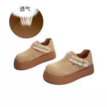 Кожаные маленькие белые туфли женские 2025 весна новые на толстой подошве модные одинарные туфли универсальные женские туфли ретро повседневная обувь женская 35