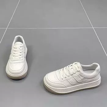Кожаные маленькие белые туфли женские туфли весна и лето новые универсальные дышащие туфли на толстой подошве повседневные спортивные туфли одинарные туфли 35