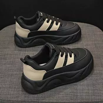 Кожаные маленькие белые туфли Женские туфли Бархатные теплые хлопковые туфли Осенние и зимние новые туфли на толстой подошве Повседневная спортивная обувь Обувь для хлеба 38