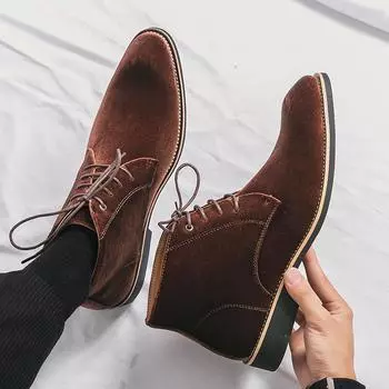 Кожаные модные ботильоны мужские с острым носком мужская повседневная обувь брендовые мужские ботинки челси на шнуровке формальные винтажные мужские низкие туфли 38 чёрный