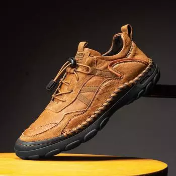 Кожаные модные мужские кроссовки, обувь ручной работы для активного отдыха, мужская обувь, модные легкие мужские лоферы, мокасины, новая мужская повседневная обувь 38 чёрный