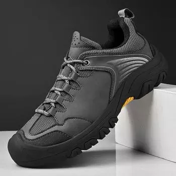 Кожаные модные походные туфли для мужчин, универсальная мужская повседневная обувь, нескользящая мужская обувь для ходьбы, ручная работа, 2024, новая мужская обувь для активного отдыха 38 чёрный