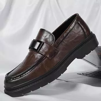 Кожаные модные туфли для мужчин, мужские мокасины ручной работы, универсальные, новое поступление, мужские туфли без застежек, мужские туфли на плоской подошве класса люкс 38 чёрный