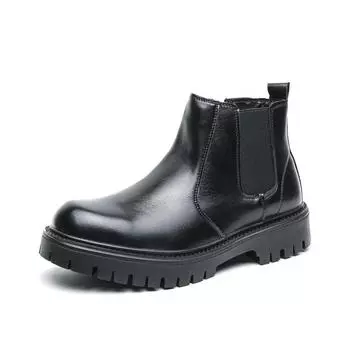 Кожаные модные высокие туфли для мужчин, универсальные мужские уличные мотоциклетные ботинки, мужская повседневная обувь для ходьбы, ботильоны класса люкс 38 чёрный