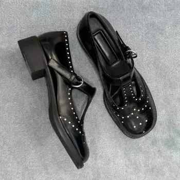 Кожаные мокасины на каблуках Женские сандалии Дизайнерские новые ретро туфли на осень Женские трендовые туфли на толстой подошве Модные туфли Zapatos Mujer 35