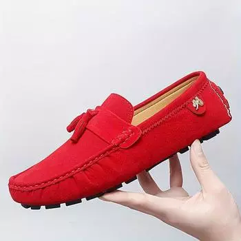 Кожаные мокасины Slip-On Мужская повседневная обувь Дизайнерские летние осенние мокасины Hombre Driving Loafer Lofers Лоферы 35 чёрный