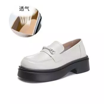 Кожаные мокасины женские 2025 весна новые модные одинарные туфли женские повседневные универсальные маленькие кожаные туфли маленькие ароматные женские туфли прилив 35