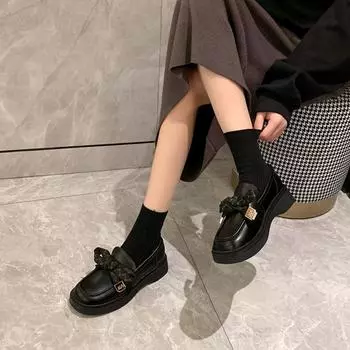 Кожаные мокасины женские туфли 35 чёрный