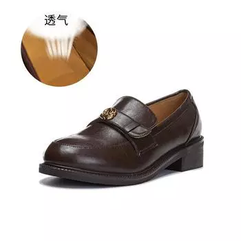 Кожаные мокасины женские весна 2025 новые туфли на толстой подошве с увеличенным голенищем универсальная повседневная обувь французская ретро женская обувь 35