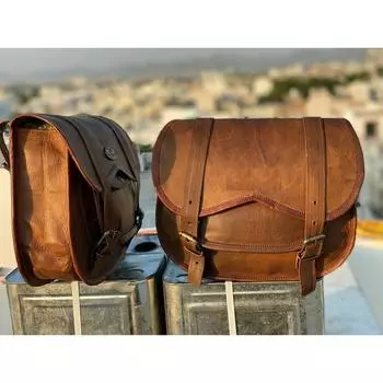 Кожаные мотоциклетные седла сумки Ретро модная сумка для багажа для Sportster New Goat 11 x 9 x 4 in коричневый