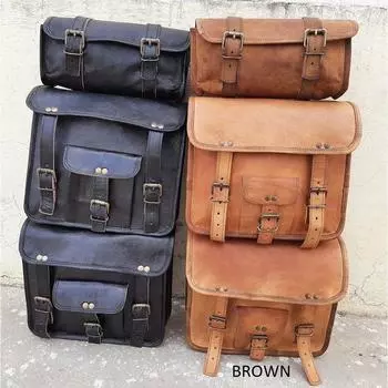 Кожаные мотоциклетные вилки для инструментов, сумки для хранения задних боковых седел, черные и коричневые сумки для велосипедных спортивных велосипедов коричневый