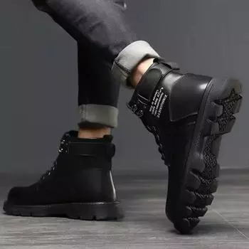 Кожаные мужские ботинки черные водонепроницаемые мужские туфли весна осень нескользящие в акции обувь удобные предложения новые ретро распродажа 39