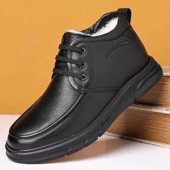 кожаные мужские ботинки хлопковые супер теплые мужские ботинки на шнуровке зимние ботинки модельная обувь деловая зимняя мужская повседневная обувь 38