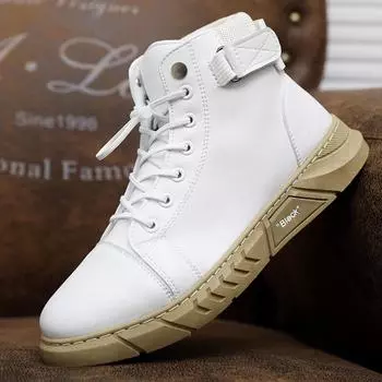 Кожаные мужские ботинки по щиколотку, модные мужские ботинки для отдыха, легкие дизайнерские мужские теплые рабочие ботинки, классические ботинки ручной работы 39 белый