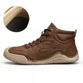 Кожаные мужские ботинки Повседневная мужская кожаная обувь Ботильоны 38 бежевый/хаки