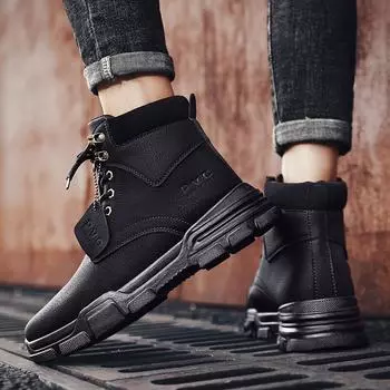 Кожаные мужские ботинки, зимние ботинки на меху, очень теплые зимние ботинки, мужская зимняя повседневная обувь, кроссовки, высокие непромокаемые ботильоны в западном стиле 7