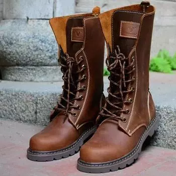 Кожаные мужские ковбойские сапоги, сапоги из коровьей кожи, высокие сапоги Tide, сапоги Martin, уличные локомотивные сапоги, монгольские сапоги для верховой езды, женские сапоги для инструментов 35