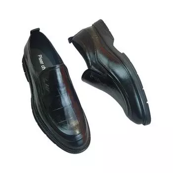 Кожаные мужские кожаные туфли, деловые туфли, черные, цельные туфли 38 чёрный