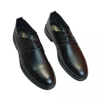 Кожаные мужские кожаные туфли, классические туфли, черные, новые, на шнуровке, мужские туфли, на все времена, мужская обувь 668 38 чёрный