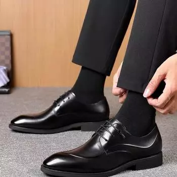 Кожаные мужские кожаные туфли, модельные туфли, черные, коричневые, на шнуровке, мужские туфли, свадебные мужские туфли Four Seasons 8885 38 светло-коричневого