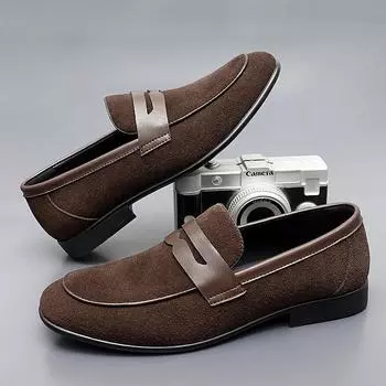 Кожаные мужские повседневные туфли без застежек, роскошные брендовые мужские мокасины для отдыха на природе, замшевые мокасины, дышащие мокасины, обувь для вождения для мужчин 6.5