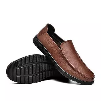 Кожаные мужские повседневные туфли Итальянские мужские лоферы Мокасины Мужские туфли без застежек на плоской подошве Дышащие мужские туфли для вождения Обувь ручной работы 38